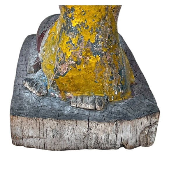 Antique Hand-Carved Wooden Kneeling Monk Statue With Praying Hands - Picture 9 of 16